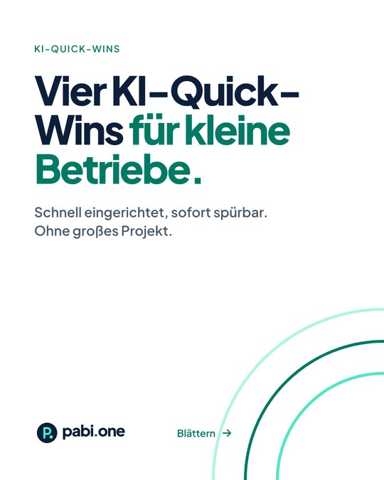 Titelseite: Vier KI-Quick-Wins für kleine Betriebe